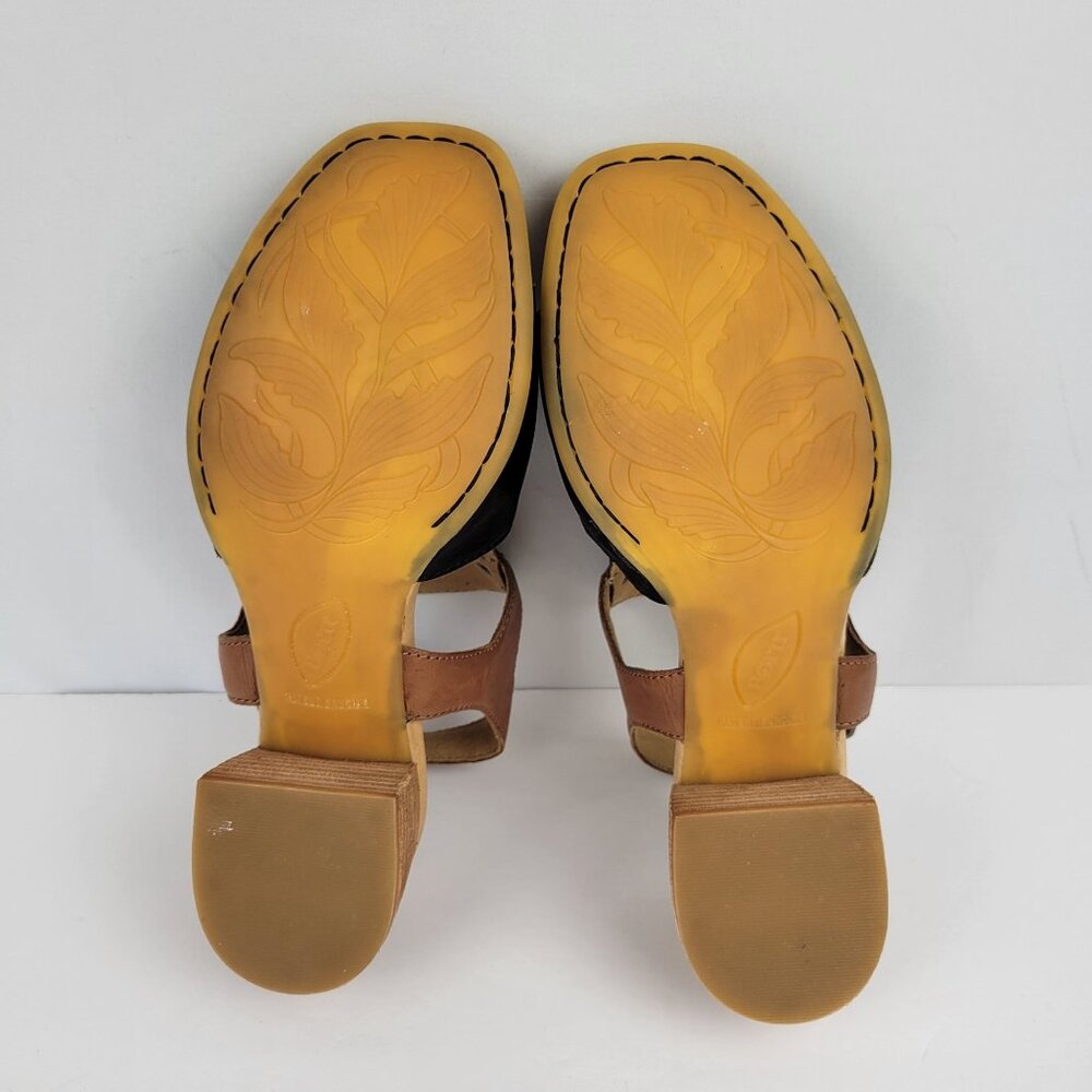 Born Black & Brown Leather Open-Toe Block Heel Sandals 7M - Picture 4 of 12